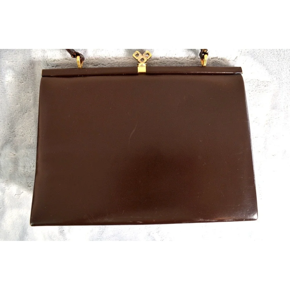 Vintage 1950s L.S. Ayres & Co Burgundy Leather Kelly Bag Purse Made in England